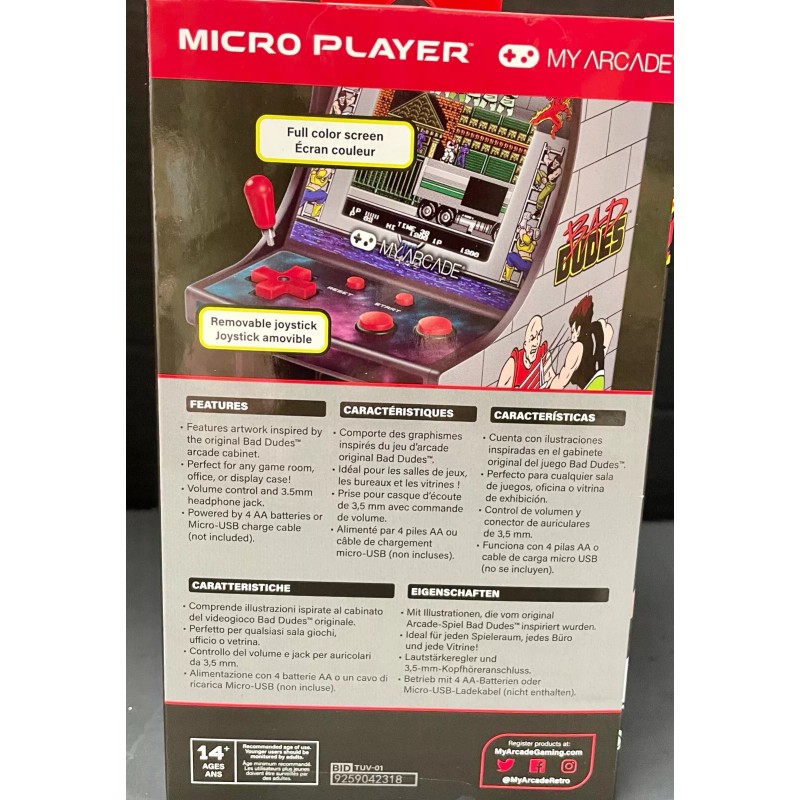 My Arcade Bad Dudes Micro Player 6.75 In Mini Retro