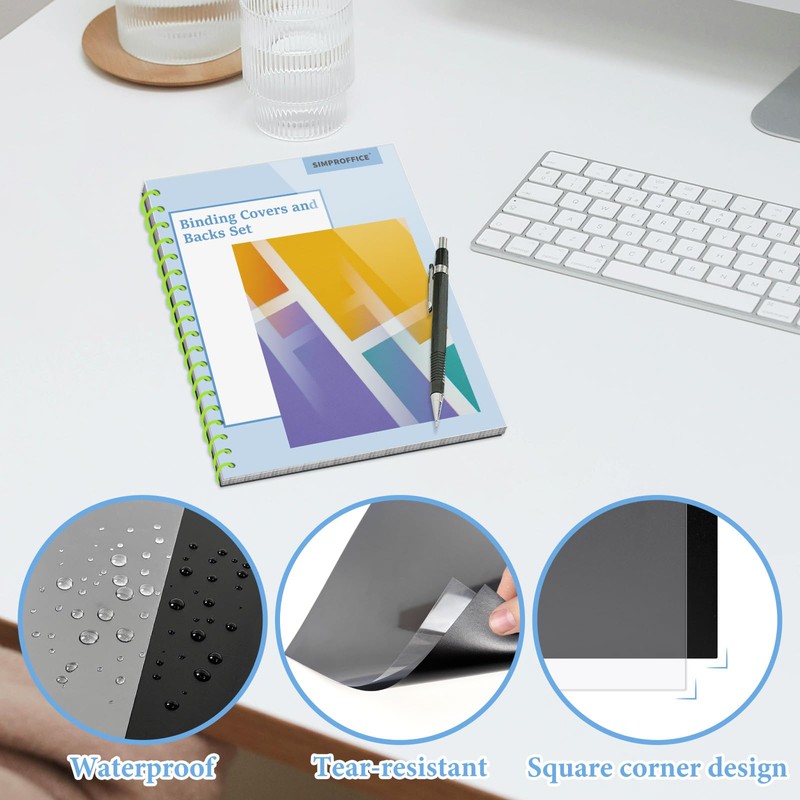 SIMPROFFICE 60 Pack Binding Covers and Backs Set, 8.5 x