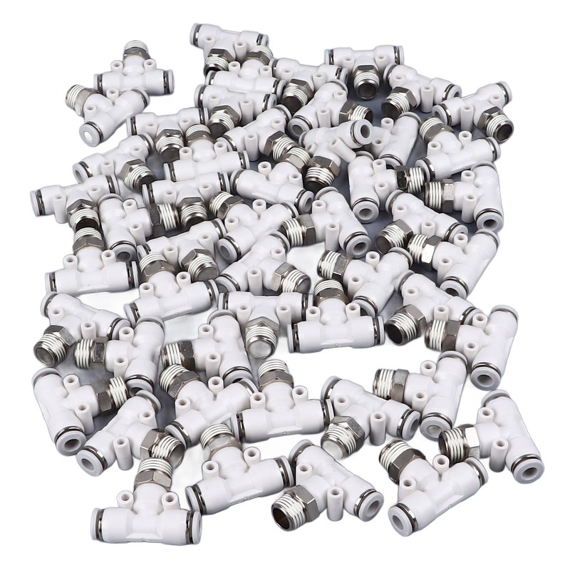 50PCS PT1/4 Hose Connectors PU Nylon Tubing T Shaped Tee