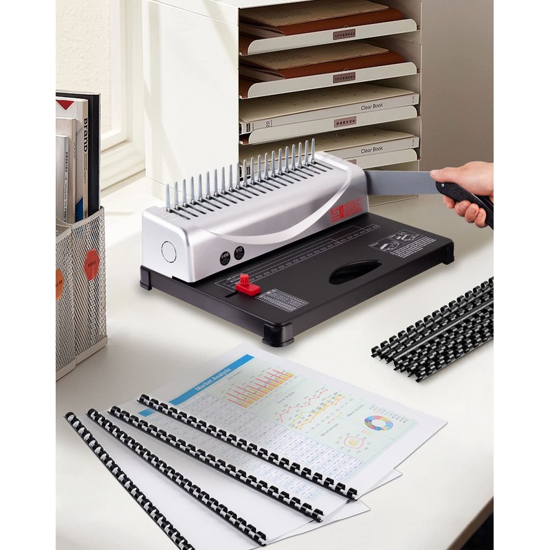 MAKEASY 100 Pack 19-Ring Letter Size Comb Binding Spines for