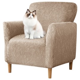 WTHAVEN Stretch Modern Banquet Armchair Slipcover 1-Piece Accent Chair Covers with Arms Soft Chair Slipcovers for Living Room Armchair Furniture Protector Office Reception Reading Sofa (Light Brown)