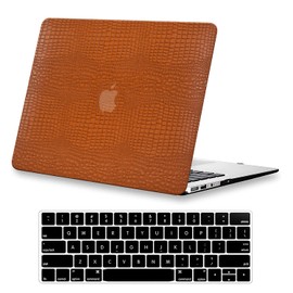 DTangLsm Compatible for MacBook Pro 13 inch Case 2024-2016 M2 M1 A2338 A2289 A2251 A2159 A1989 A1706 Crocodile MacBook Pro Case Alligator Skin PU Leather Hard Shell&Keyboard Cover for Mac Pro 13,Brown
