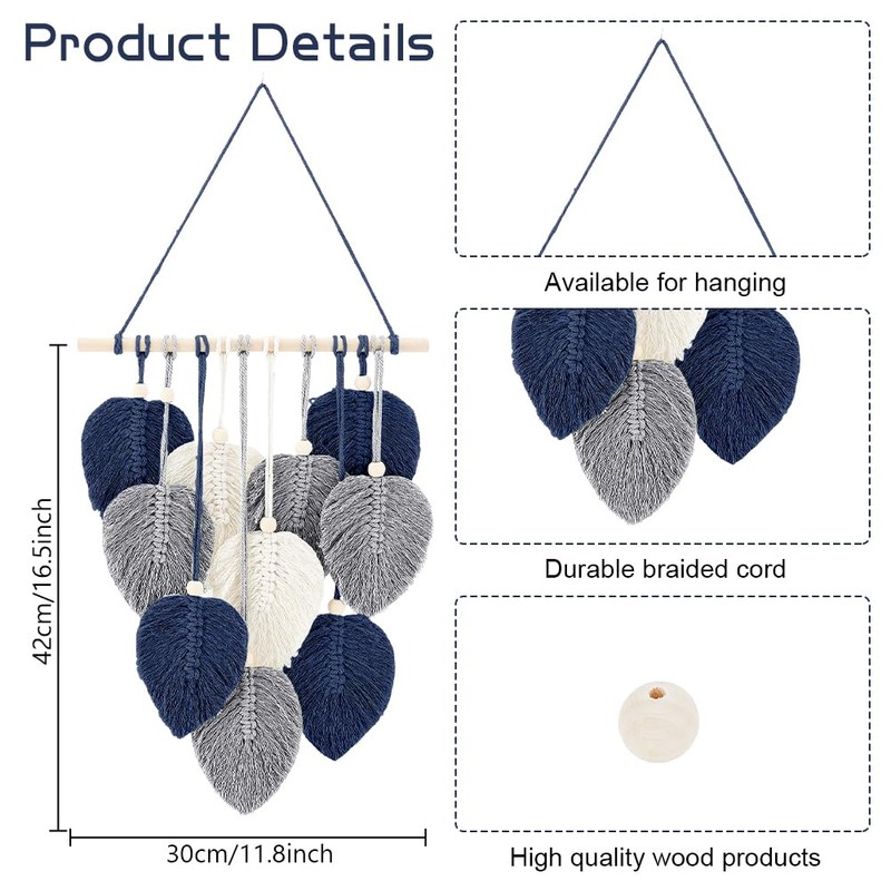 FREEBLOSS Macrame Leaf Wall Hanging Kit Boho Wall Hanging Macrame