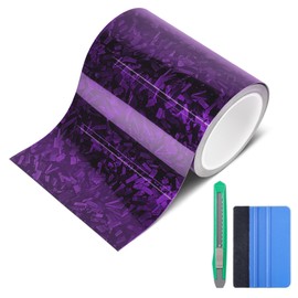Lypumso Gloss Forged Carbon Fiber Vinyl Wrap Tape 6" x 20ft - with Tool Kit for Chrome Delete, Door Sill Protector, Car Trim Blackout DIY Auto Detailing (Purple)