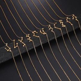 Gold Star Sign Constellation Pendant Chain Necklace - Capricorn (22nd December - 19th January) - Zodiac Constellation Horoscope Celestial Astrology Jewellery - Women Men Gift
