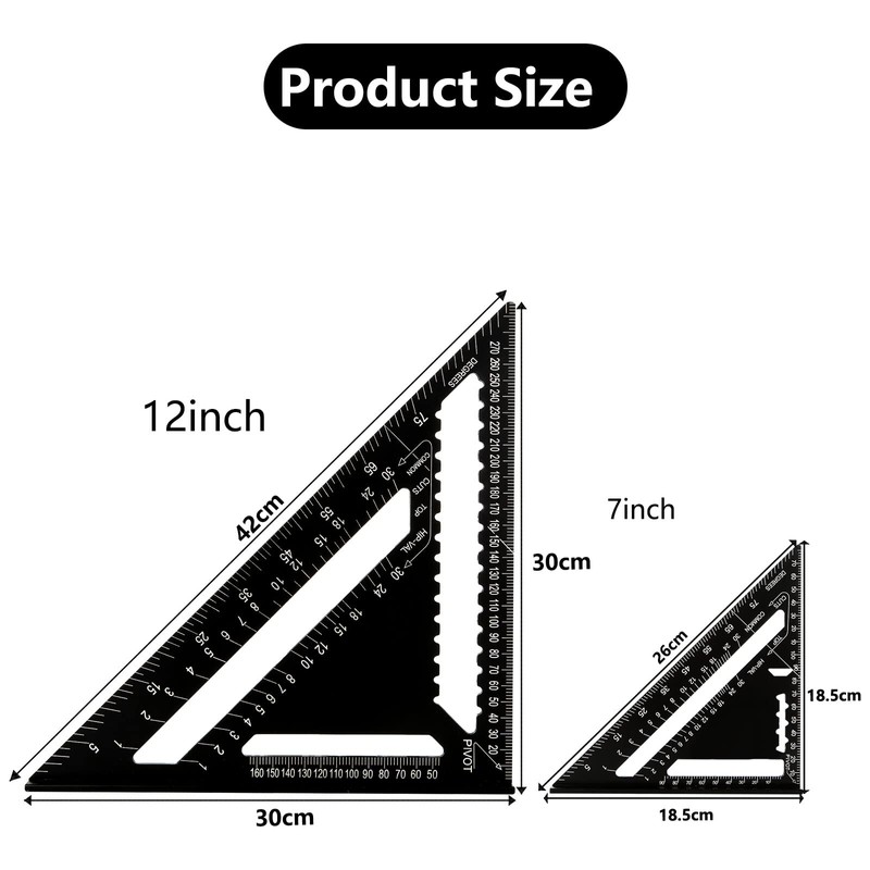JMIATRY 2 Pcs Rafter Square Metric, 12 Inch & 7