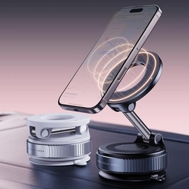 Universal 2025 Magnetic Phone Holder Suction Cup Car Phone Holder One-Step Lock Small and Stable Car Accessory Design - Color: Black