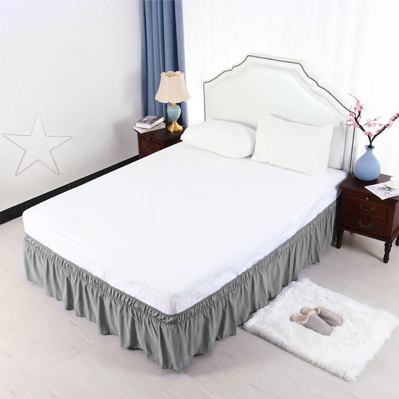 PiccoCasa Elasticated Bed Skirt Ruffled Bed Base Wrap Around Bed