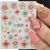 5D Embossed Flower Nail Art Stickers Hibiscus Nail Stickers Pink