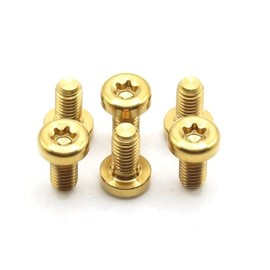 Easybikeparts Titan-Scheiben-Rotorschrauben - M5x10mm T25 Torx - Ultraleicht & Korrosionsbeständig - 6 Stück - Kompatibel mit MTB, Straße, Kies und E-Bikes (Gold)
