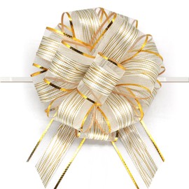 FQTANJU 5 Pcs Pull Bow Gift Wrapping Pull Bow Ribbon 6 Inch Gift Wrap Bows for Christmas Wedding Baskets Valentine's Day Bows Birthday Gift Decorations (White)