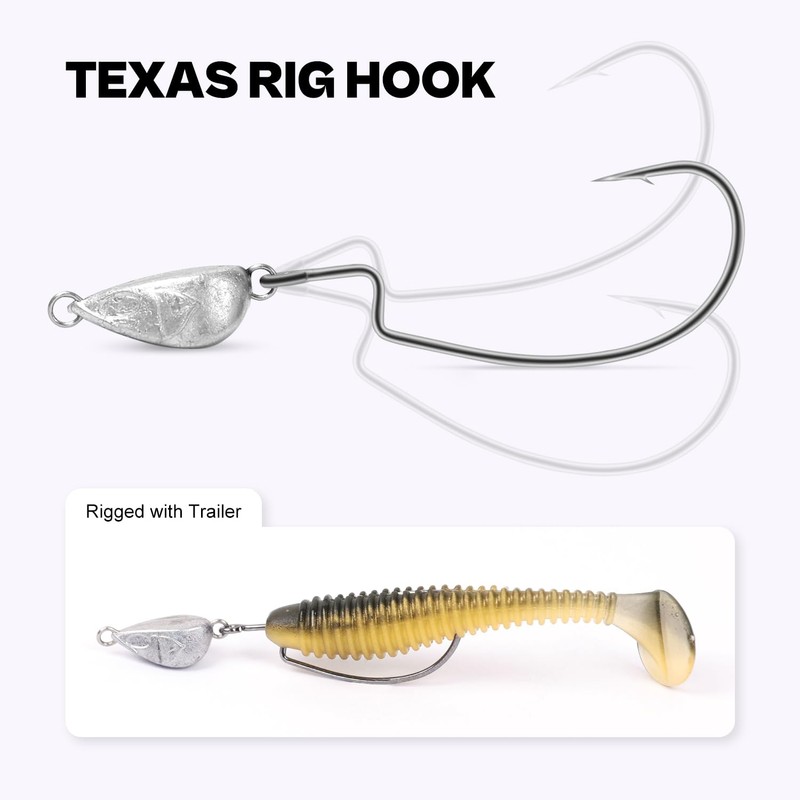 OJY&DOIIIY Weighted Texas Rig Hooks, Weedless Swimbait Jig Heads for