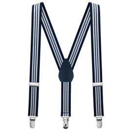Moulen 1 Inch Durable Suspenders for 5M-3Y Kids Boys Girls, Navy-White-Stripe, 22 Inch