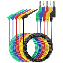 IGNPION Pack of 5 4 mm Test Cable Banana Plug with Mini Grabber Test Hook for Multimeter Length of 3 m, P1045