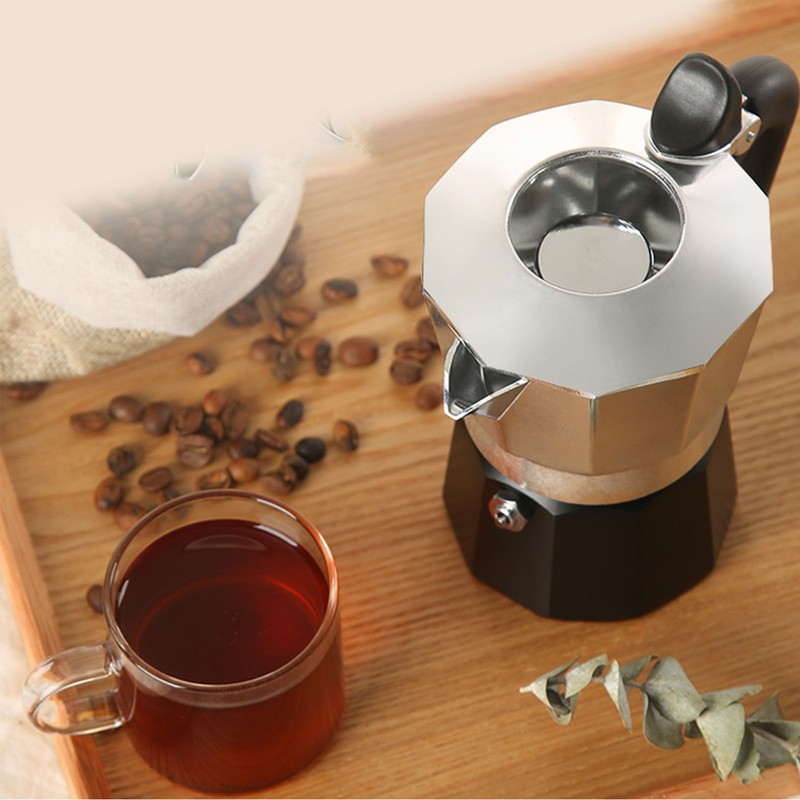 Double Valve Moka Pot Coffee Maker Pot Classic Octagonal Shape
