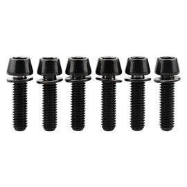 Wanyifa Titanium Ti Allen Hex M5x16 18mm Tapered Head Bolt with Washer Screw for Bicycle Stem Parts Pack of 6 (Black, M5x18mm)
