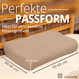 Luxoon Cushion Cover for Health Pillow - 95% Cotton / 5% Elastane, Breathable and Skin-friendly, Washable, for Comfort and Hygiene, Pack of 2, 30-45 x 50-65 cm, Sand