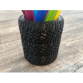Tire Stack Pen Holder – 3D Printed Wheel Shop Display Stand | Desktop & Countertop Organizer for Mechanics, Car Lovers & Offices