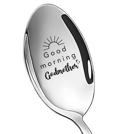 Best Godmother Gifts from Godchild Goddaughter Godson Good Morning Godmother Spoon Christmas Gifts for God Mother Godmother Birthday Gift for Women Godmother Coffee Spoon for Godmother Gift Ideas