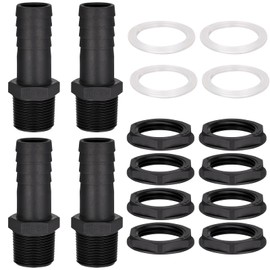 CODIRATO Pack of 4 1 Inch Water Butt Feed-Through Plastic Tank Duct with Hose Nozzle 25 mm Water Tank Hose Connection Male Thread Rain Butt Connector for Water Butt