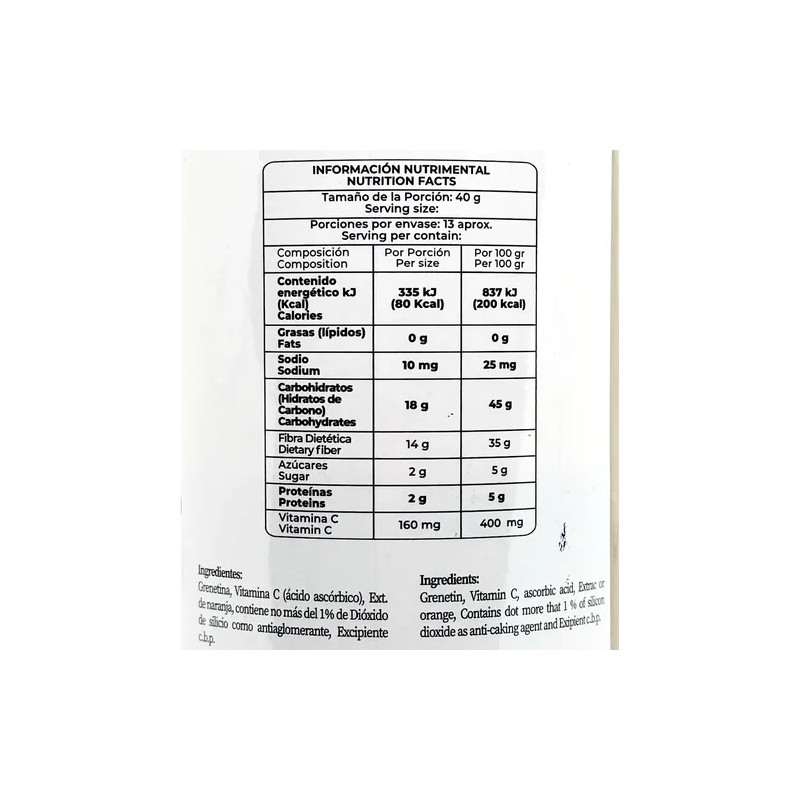 Grenetina Hidrolizada Sabor Naranja 100% Natural 500 Grs Pre