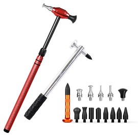 LadyRosian 16PCS Paintless Dent Repair Tools Leveling Telescopic Hammer and Aluminum Dent Hammer with Knock Down Head Tap Kit for Car Hail Damage Dent Repair