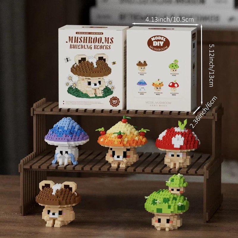 shenhailan Mini Mushroom Building Blocks for Adult Home Decor Birthday