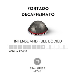 Nespresso Vertuo Fortado Decaffeinato, Gran Lungo, Unflavored, 30 Count