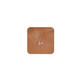 SELSHE Letter Necklace for Women, Dainty Silver Initial Necklaces Cute Heart Necklaces for Women Trendy Charm Initial Name Necklace Silver Jewelry