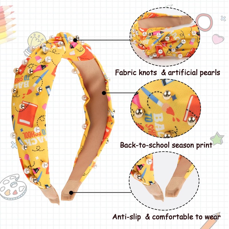 Totelux Back to School Headband for Teacher knot Pearl Hair