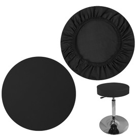 Giantree Pack of 2 Stool Cover Round, Round Swivel Chair Stool Cover Cushion Cover Washable Stool Cushion Cover Stretchy Bar Stool Cover for Dining Room Chairs Round Stool (Black)