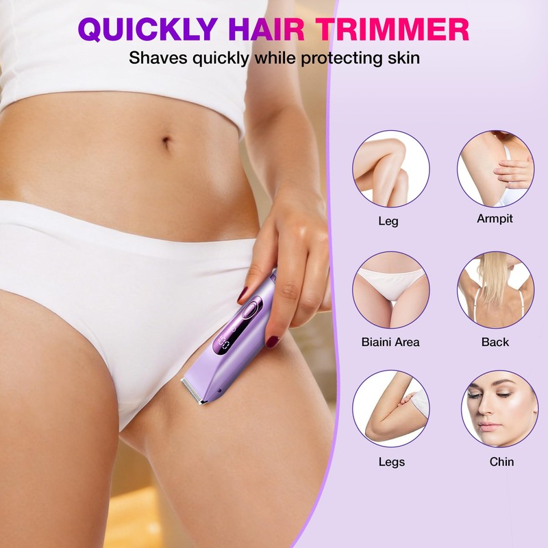 2-in-1 Bikini Trimmer for Women, Electric Razor, Waterproof Bikini Shaver