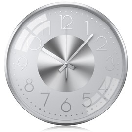 October Elf Modern Wall Clock Silent Non-TickingSimple Style Large Number Display Analog Round Metal Wall Clocks Decorative for Office Bedroom Kitchen Living Room Home Decor 30cm