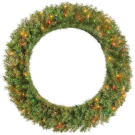5 STAR BUYER RATED 48"" Diameter Green Pre-Lit Norwood Fir Artificial Christmas Wreath with 200 Multi-Colored Lights