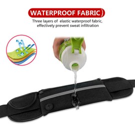 Running Bum Bag, Adjustable Running Belt Waist Packs, Workout Fanny Pack, Ultra Light Waist Pouch, Fitness Waist Phone Holder, Sports Money Zip Belt Waistband Bag with Headphone Port