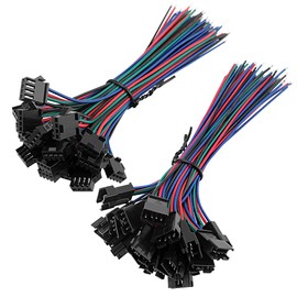 YIXISI 20 Pairs JST SM 4-Pin 2.54mm Pitch Plug Male and Female Connector Adapter with 150mm Electrical Cable Wire for LED Light