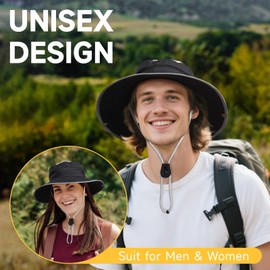 BESSTEVEN Sun Hat for Men Women: Fishing Hat Wide Brim UV Protection Bucket Boonie Hats Waterproof UPF 50+ for Summer Beach Hiking Safari Black