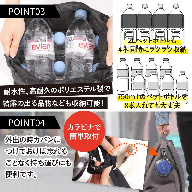 Makarios Roll-Up Eco Bag, Large Capacity, Compact Storage, Easy Storage,