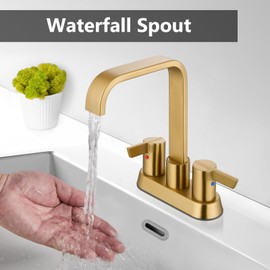 GBBNE Bathroom Faucet 4 Inch Centerset 3 Hole,Double Handle Faucet for Bathroom Vanity with Supply Lines and Pop-Up Drain Brushed Gold
