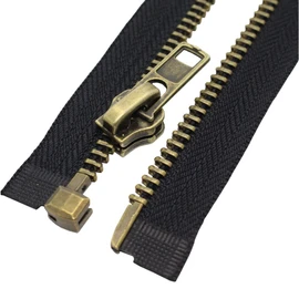 MebuZip #8 20 Inch Antique Brass Teeth Separating Jacket Zipper Right Handed Zipper Heavy Duty Metal Zippers for Men's Jackets Coats Sewing (20" RH)