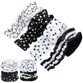 Mooliwe 4 Rolls 40ft Ruffled Black and White Bulletin Board Border for Classroom Fabric Decorate Bulletin Board Trim for Back to School Classroom Teacher Desks Doors Walls Decorations Essentials