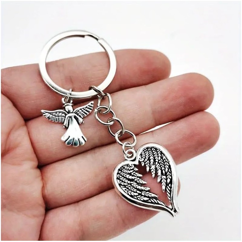 Guardian Angel Wings Keychain keyring- Heart Shaped