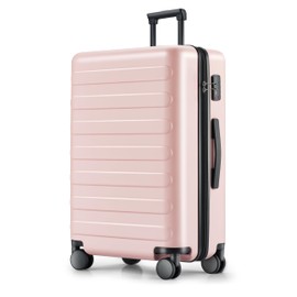 NINETYGO Large Checked Luggage 28 Inch, Checking In Luggage with Smooth Spinner Wheels, Lightweight, Hard Shell PC Suitcase, Lightweight Travel Luggage, TSA Approved (Pink, Rhine Basic)