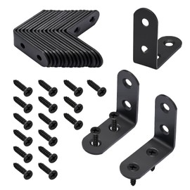 Litorange 20 Pieces Black L-Shaped Metal Fittings, 1.6 x 1.6 x 0.6 inches (40 x 40 x 16 mm), Thickness 0.07 inches (1.8 mm), L-Shaped Angle Bracket, Shelf Bracket, Reinforcement Hardware, Joint Alloy Fitting..