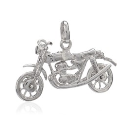 NKlaus Motorcycle Men's Children's Boys Pendant 925 Silver Polished Tarnish Resistant 25 x 13 mm Small Amulet 1200, Sterling Silver