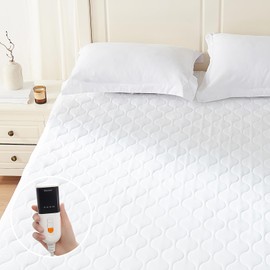 Warmrest Heated Mattress Pad King - Bed Warmer with Memory & Preheat Functions, 2-10 Hour Auto Off & 9 Heat Settings, Double Controller, Fast Heating, Deep Pocket, Electric Mattress Pad King 78"x80"