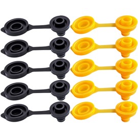 MEAJOO 10 PCS Small Universal Can Vent Cap, Compatible for Most of The Cans Old Style Water Gas Jug (Black & Yellow)