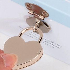 Kodrily Heart Shaped Lock, Metal Love Lock for Bridge, Mini 1.8 x 2.3in Heart Padlock Set with Key for Diary Book, Storage Box, 1Pcs (Rose Gold)