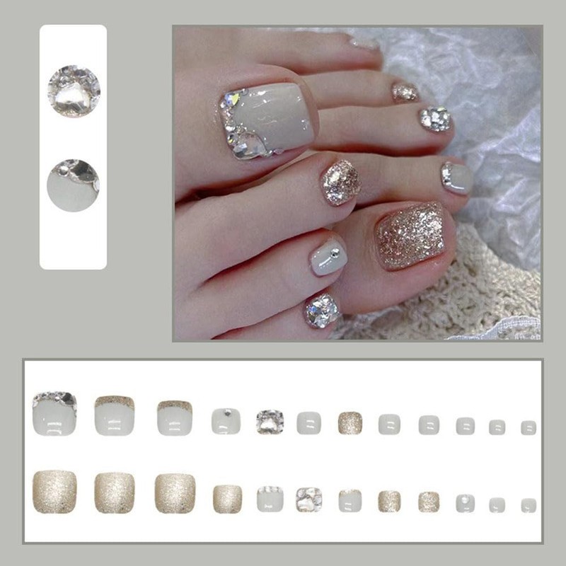 ISHR Nail Tips Feet 24 Pcs Nail Stickers for Feet