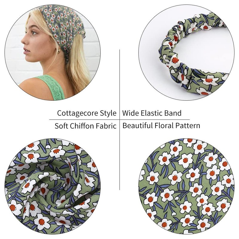TOBATOBA Floral Hair Scarf Headband 5 Pcs Hair Bandanas for